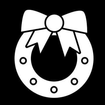 Vector simple Christmas tree toy with bow. Line art design. horseshoe christmas 스톡 일러스트
