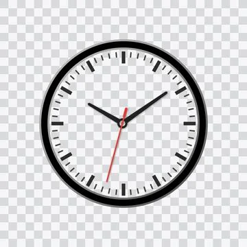 Vector simple classic round wall clock transparent background. Stock Illustration