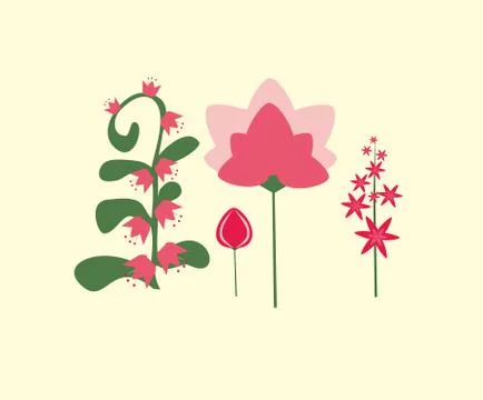 Vector simple, colorful flowers in a flat style Stock Illustration