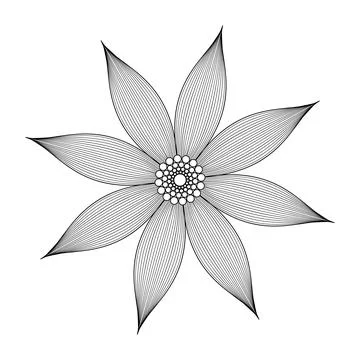 Vector simple contouring flower. Linear drawing. Tattoo Stock Illustration