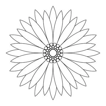 Vector simple contouring flower. Linear drawing. Tattoo Stock Illustration