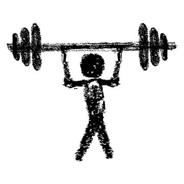 Vector simple crayon sketch set stickman dumbell exercise Stock Illustration