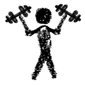 Vector simple crayon sketch set stickman dumbell exercise Stock Illustration