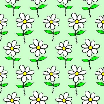 Vector simple cute floral seamless pattern. Funny endless print with flowers  イラスト素材
