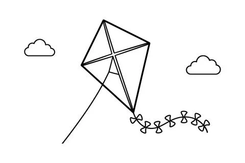 Vector of Simple diamond kite flying with string Stock Illustration