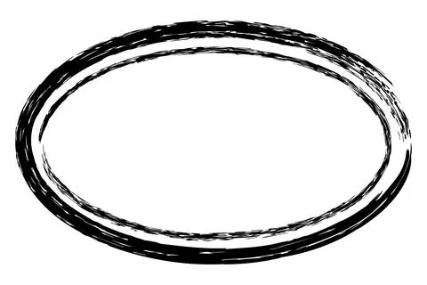 Vector simple double line oval frame from black crayon, at white background Stock Illustration