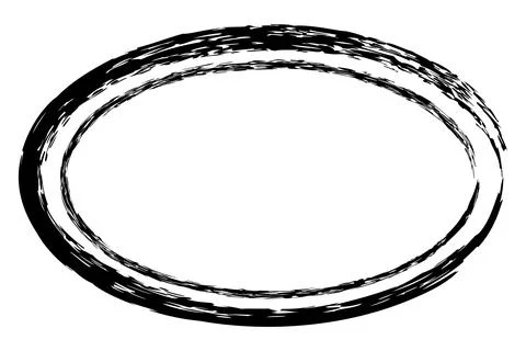 Vector simple double line oval frame from black crayon, at white background Stock Illustration