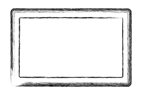 Vector simple double line rectangle frame from black crayon, at white backg.. Illustrazione stock