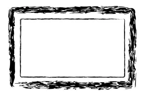 Vector simple double line rectangle frame from black crayon, at white backg.. Illustrazione stock