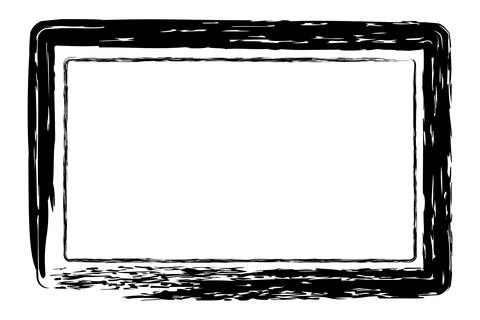 Vector simple double line rectangle frame from black crayon, at white backg.. Stock Illustration