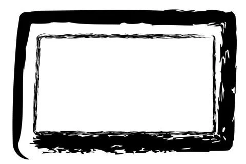 Vector simple double line rectangle frame from black crayon, at white backg.. Stock Illustration