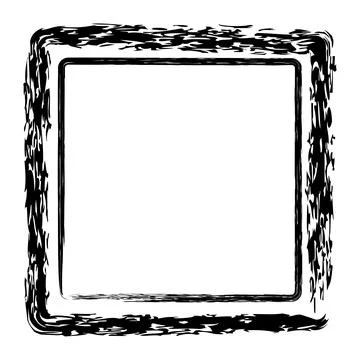 Vector simple double line square frame from black crayon, at white background Stock Illustration