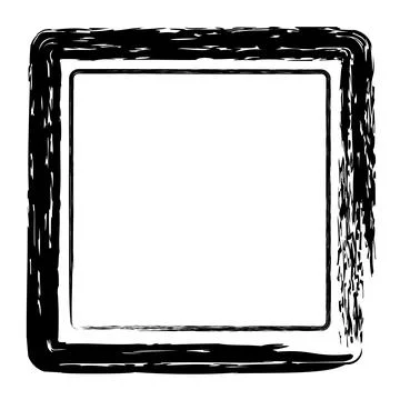 Vector simple double line square frame from black crayon, at white background Stock Illustration