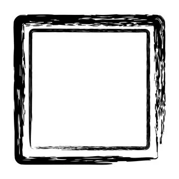 Vector simple double line square frame from black crayon, at white background Stock Illustration