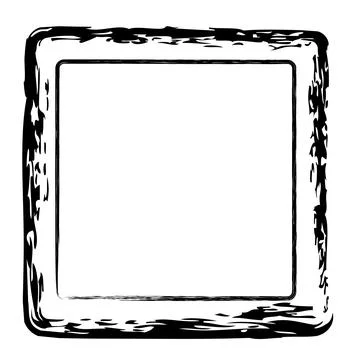 Vector simple double line square frame from black crayon, at white background Stock Illustration