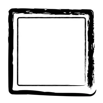 Vector simple double line square frame from black crayon, at white background Stock Illustration