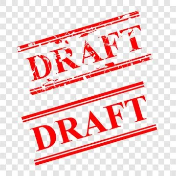 Vector Simple draft, red scratch rubber stamp at transparent effect backgroun Illustrazione stock