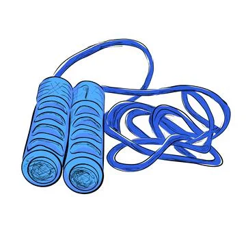 Vector Simple flat color hand draw sketch of blue plastic jumping rope 스톡 일러스트