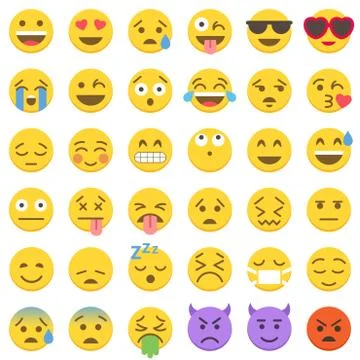 Vector simple Flat Emoticon big set Illustrazione stock