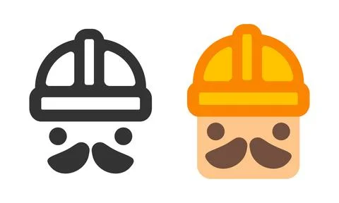 Vector simple flat food logo of worker face. Logo of worker. Stock Illustration