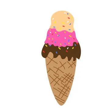 Vector simple flat ice cream cone on an isolated white background. Stock Illustration