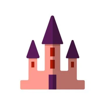 Vector simple flat illustration of pink castle for fairy tale kids illustrations Stock Illustration