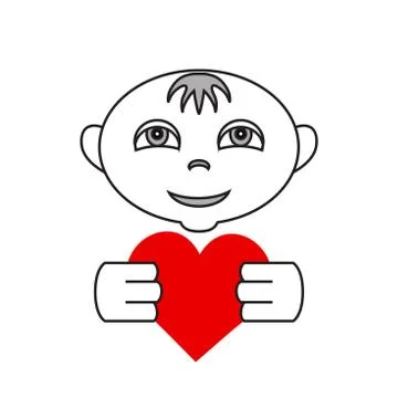Vector simple flat kid logo with heart in hands Stock Illustration