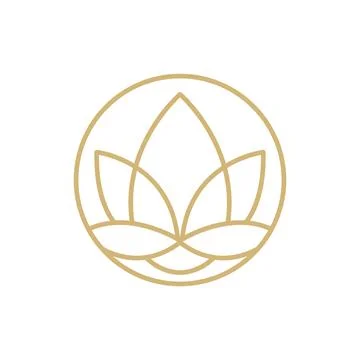 Vector simple flower lotus logo beige line design. template elegant element in Stockillustratie