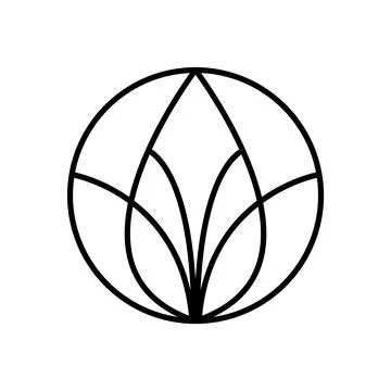 Vector simple flower lotus logo line design. template elegant element in trendy Stock Illustration