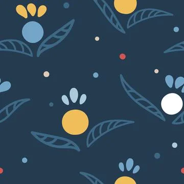 Vector Simple Fruit Buds with Leaves in Vibrant Colorsseamless pattern 스톡 일러스트