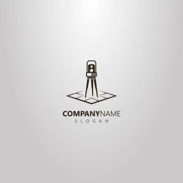 Vector simple geometric logo of total station on a rhombus map Stock Illustration