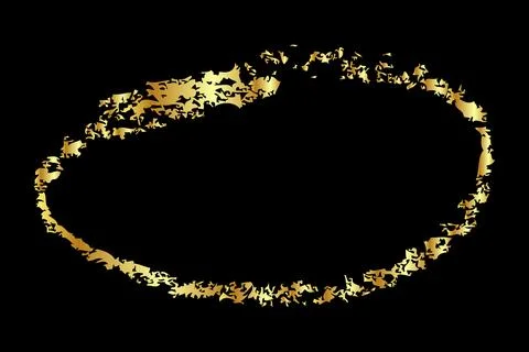 Vector simple gold golden crayon sketch oval frame Stock Illustration