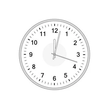 Vector simple gray and white round wall clock isolated on white. Stock Illustration