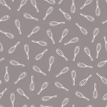 Vector simple grey kitchen whisks seamless doodle pattern background. Perfect Stock Illustration
