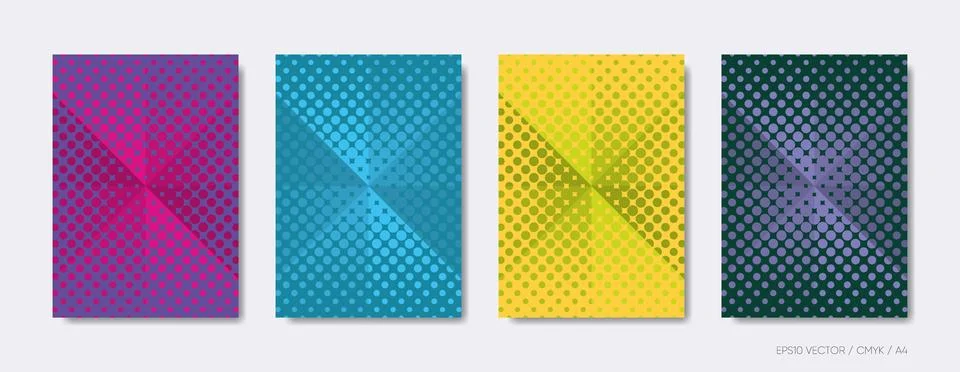 Vector simple half tone pattern brochure templates Stock Illustration