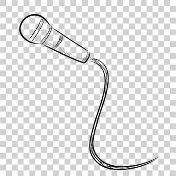 Vector Simple, hand draw sketch wired microphone, at transparent effect backg Stock Illustration