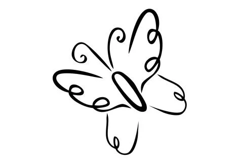 Vector Simple Hand Draw Sketch, Butterfly, Suitable for logo Nature, fauna an Stock Illustration