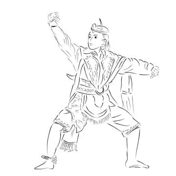 Vector Simple Hand Draw Sketch of Remo Blitar Traditional Dance, Traditional  Stock Illustration