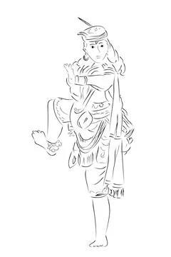 Vector Simple Hand Draw Sketch of Remo Blitar Traditional Dance, Traditional  Stock Illustration