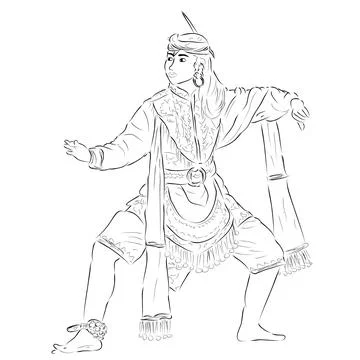 Vector Simple Hand Draw Sketch of Remo Blitar Traditional Dance, Traditional  Stock Illustration