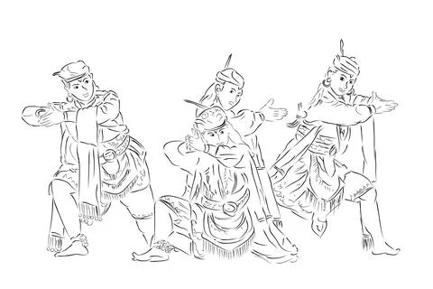 Vector Simple Hand Draw Sketch of Remo Blitar Traditional Dance, Traditional  Stockillustratie