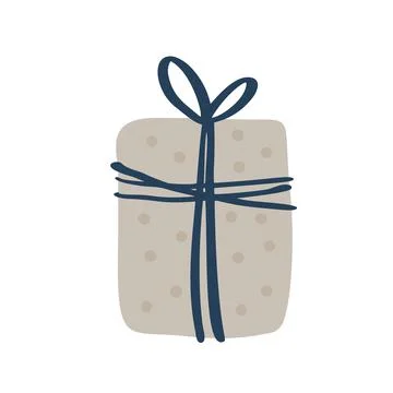 Vector Simple Hand drawn of scandinavian gift box. Cute Christmas illustration 스톡 일러스트
