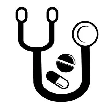 Vector Simple Icon of Stethoscope pill and capsule Stock Illustration