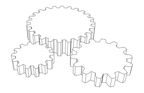 Vector simple line art podium made of gears Stock Illustration