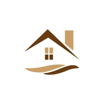 Vector simple logo house color brown yellow Construction logo icon design illust Ilustración de archivo