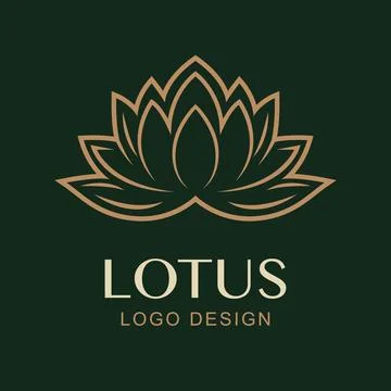 Vector Simple Lotus Logo Design. Minimal Luxury Flower Symbol for Spa, Wellness Stock Illustration
