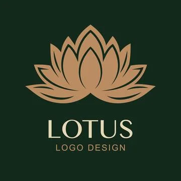 Vector Simple Lotus Logo Design. Minimal Luxury Flower Symbol for Spa, Wellness Stock Illustration
