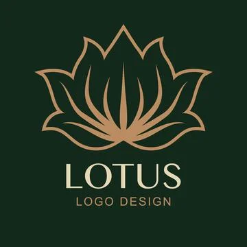 Vector Simple Lotus Logo Design. Minimal Luxury Flower Symbol for Spa, Wellness Stock Illustration