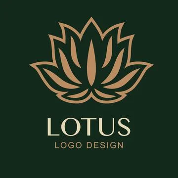 Vector Simple Lotus Logo Design. Minimal Luxury Flower Symbol for Spa, Wellness Stock Illustration