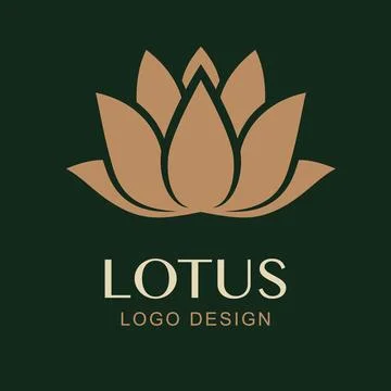 Vector Simple Lotus Logo Design. Minimal Luxury Flower Symbol for Spa, Wellne Stock Illustration